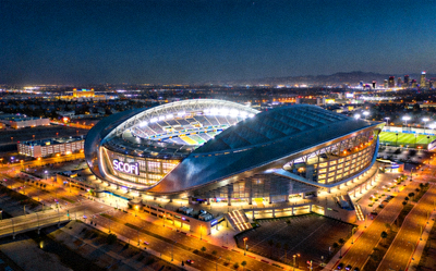 美国洛杉矶SoFi体育场现代建筑与夜景
